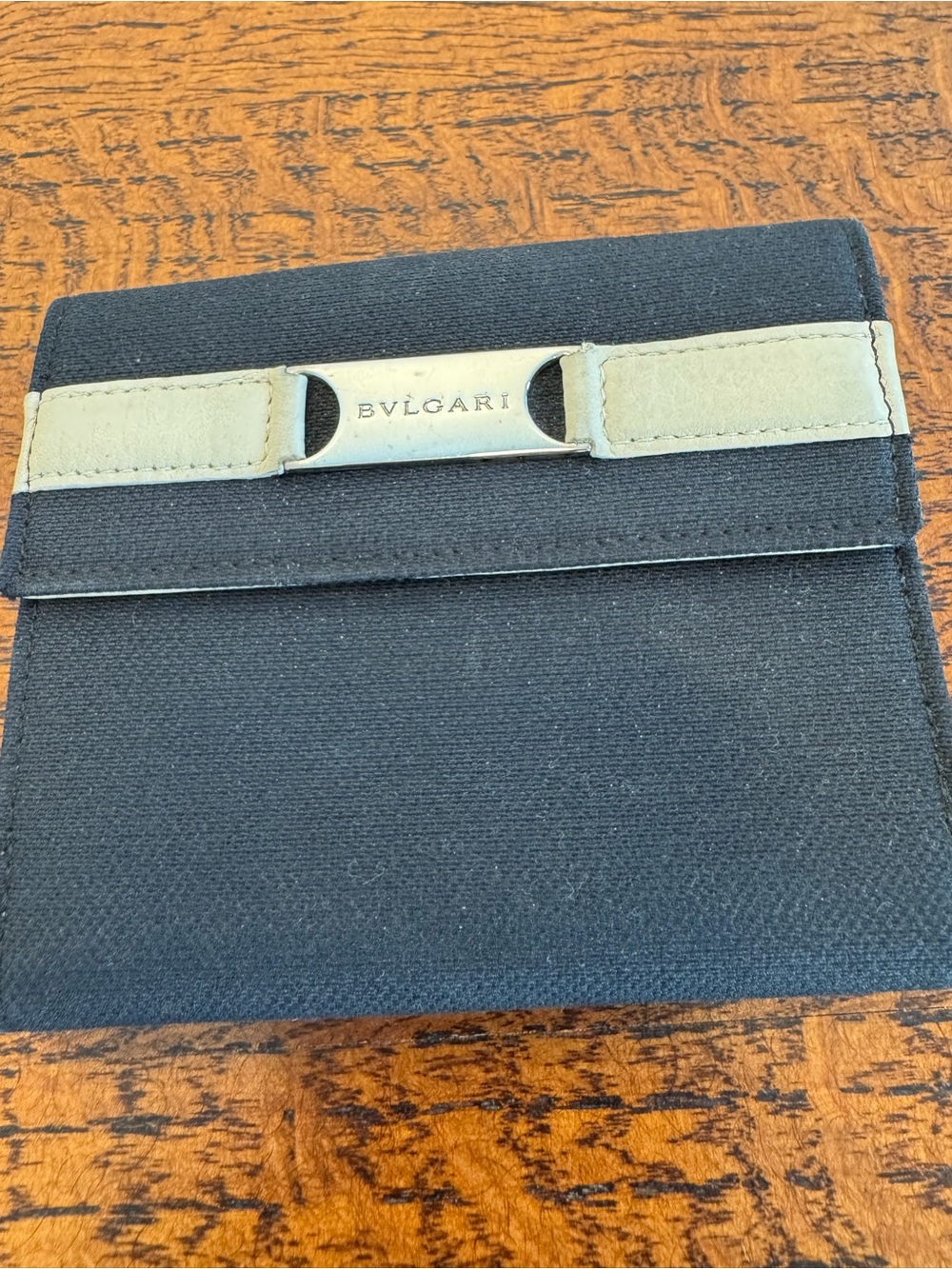Bvlgari Vintage Black Canvas Compact Wallet with Box & Cards - Picture 3 of 10